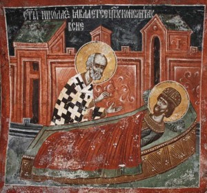 Картинки по запросу чудо о трех стратилатах Святителя Николая Непо­ти­а­на, Ур­са и Гер­пи­ли­о­на.